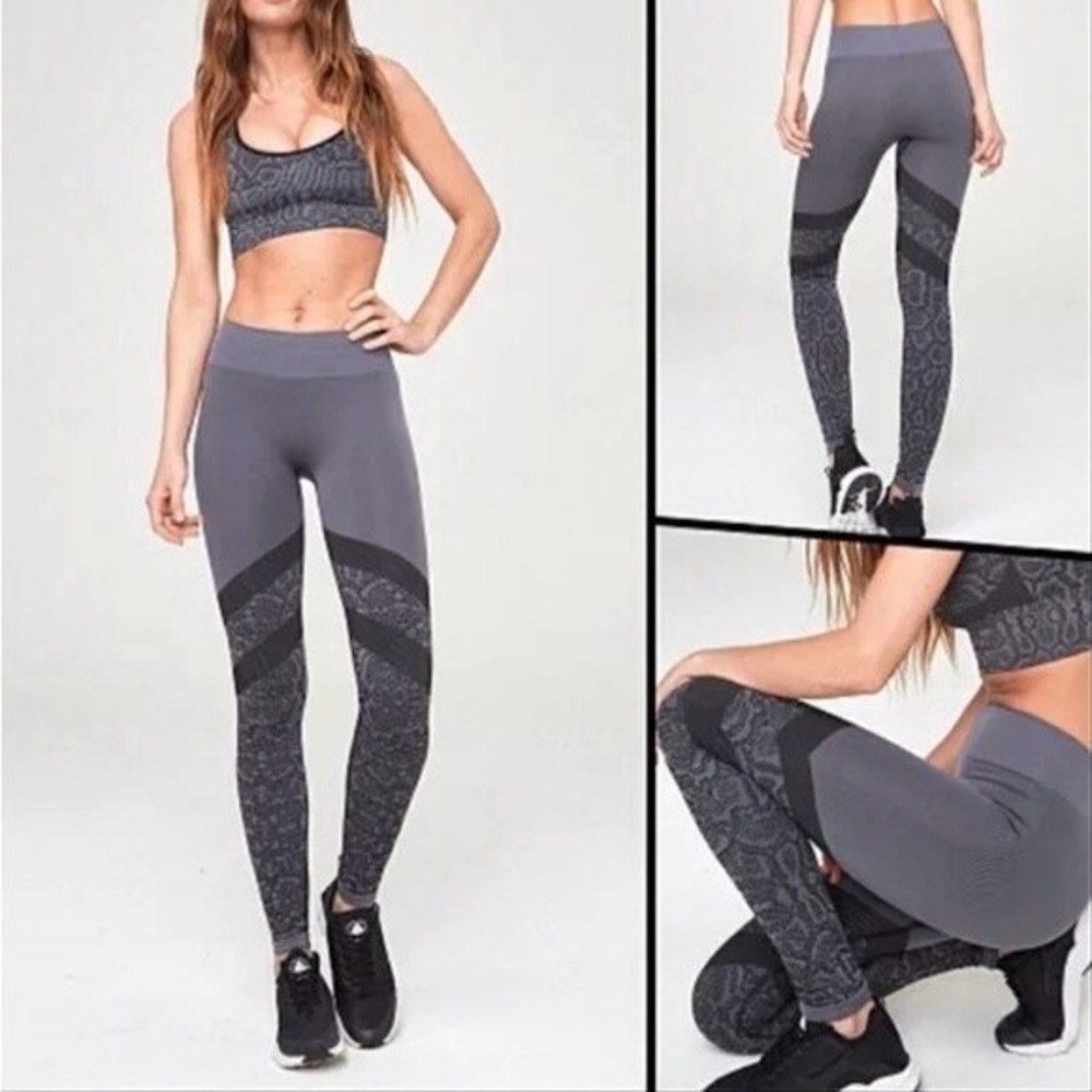 Varley Emerson Leggings Grey Gray Black Snake Balletcore Britishcore Small NWT